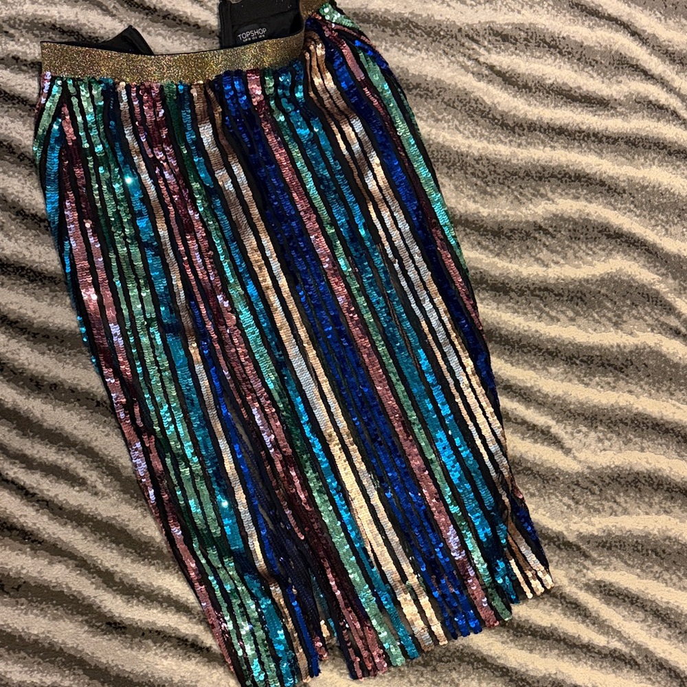 Topshop Vibrant Sequin Pencil Skirt